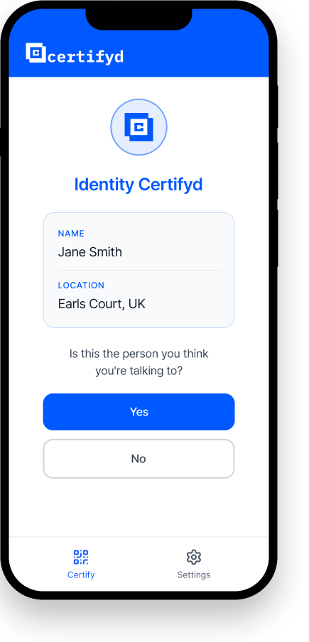 Certifyd identity verification confirmed